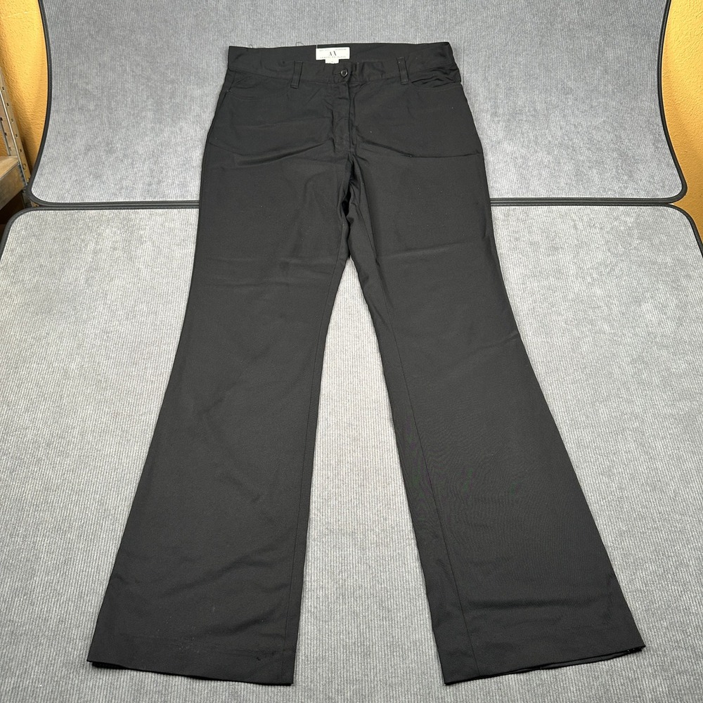 Armani Exchange Womens Black Wide Leg Stretch Trousers Flare Pants Sz 12
